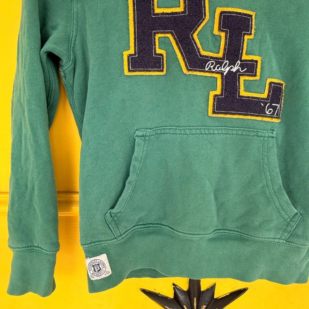 Ralph Lauren Green Hoodie with Yellow and Navy Accents
